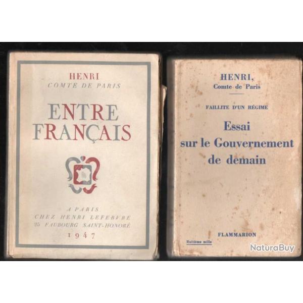 entre franais et essai sur le gouvernement de demain henri comte de paris