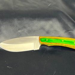 Couteau Bushcraft forgé 25cm vert/jaune