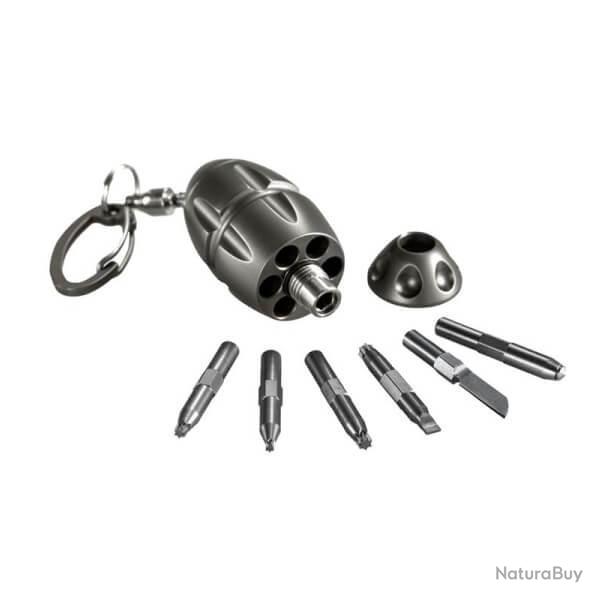 EG.GY Porte-cls outils Lionsteel "EGGIE KEYCHAIN" Titanium gris