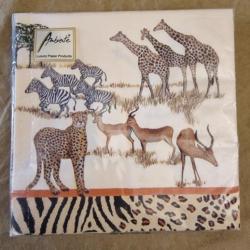 Serviette en papier décor d'animaux africains (x20) - HILMAR SUPER DESTOCK !!!