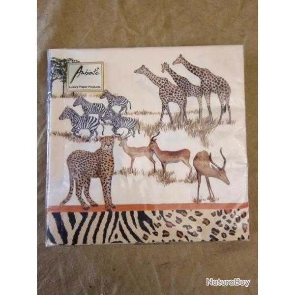 Serviette en papier dcor d'animaux africains (x20) - HILMAR SUPER DESTOCK !!!