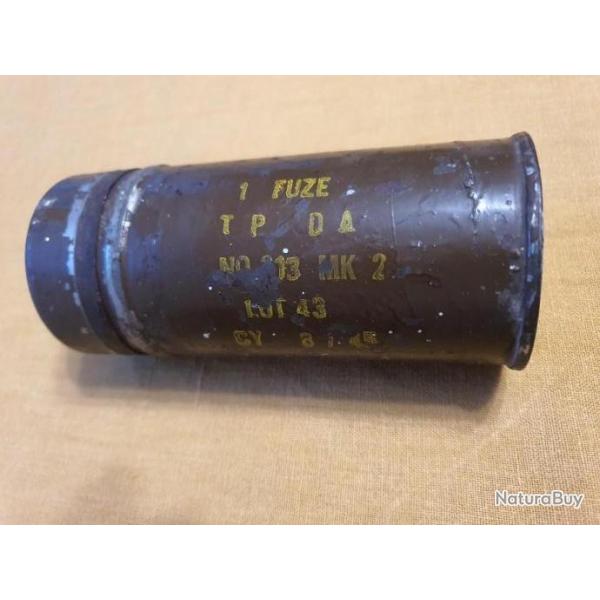 Container boite vide pour fuse obus N213 MK2 LOT 1943 GB tommy artillerie dbarquement Normandie