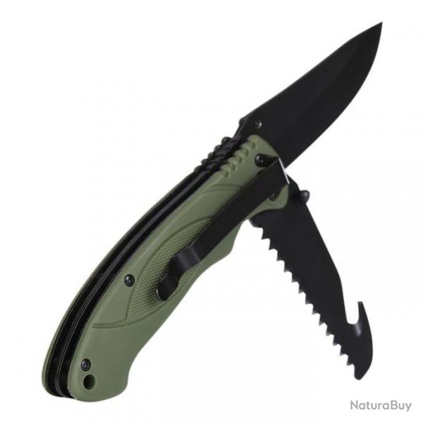 Couteau pliant Bushcraft (Couleur Vert)