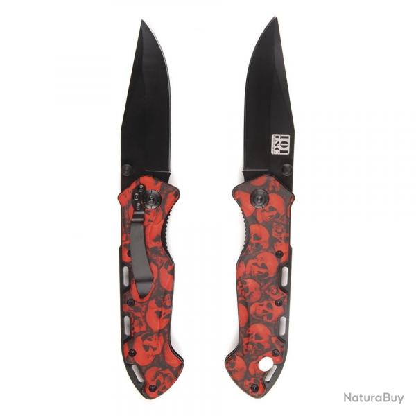 Couteau pliant Skull rouge