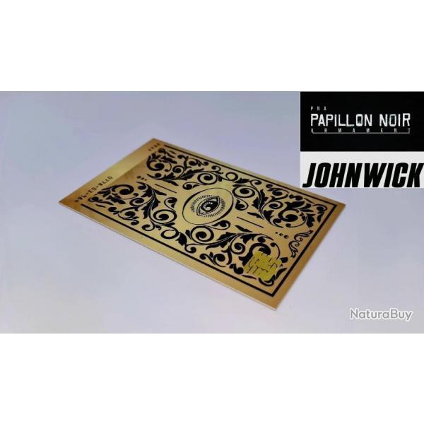 RDUCTION NOL! EXCLUSIF PAPILLON NOIR ARMAMENT CARTE PASS OEIL JOHN WICK EN PVC AVEC PUCE MTALIQUE