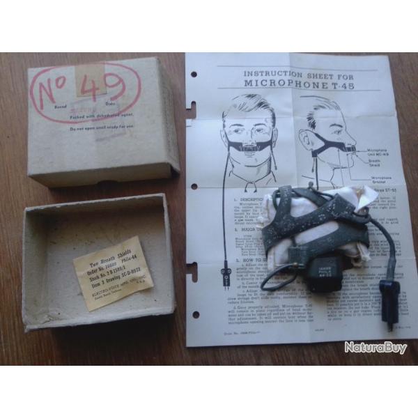 MICROPHONE T-45 boite et manuel NEUF STOCK USA WW2