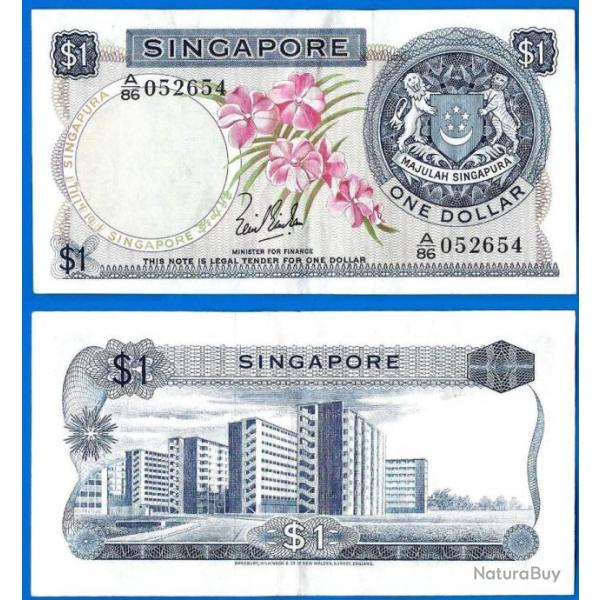 Singapour 1 Dollar 1972 Serie A 86 Billet Orchide Fleur Asie Billet Singapore