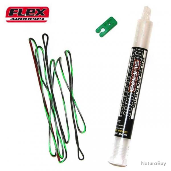 Flex Archery - Corde couleur 8190 carrera Pro 99 bicolore 68" 16 Noir / Vert fluo