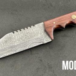 Couteau lame damas chasse marron