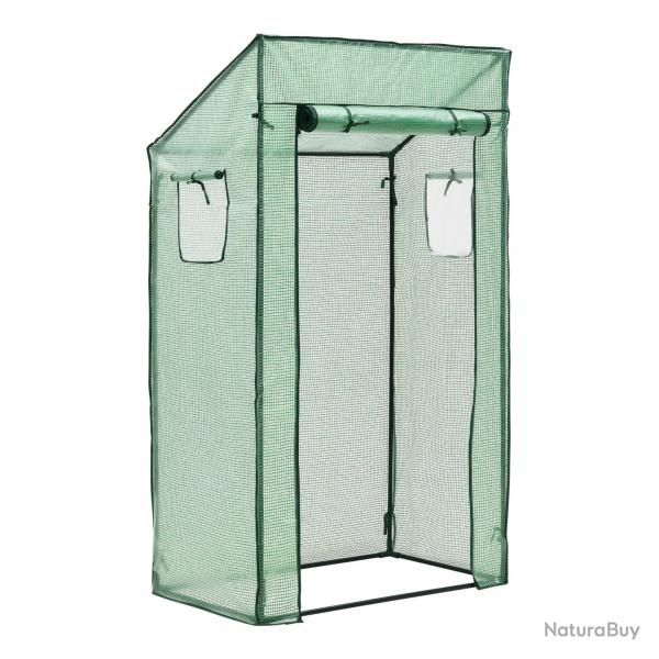 Serre de tomates marzano en acier et polythylne  porte et 2 fentres zippe 100 x 60 x 143 - 174