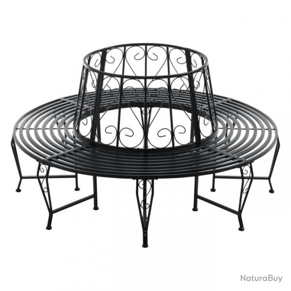 Banc de jardin rond pour arbre 160 x 84 cm acier noir 03_0006442