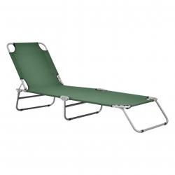 Transat inclinable acier polyester argenté mat vert foncé 03_0006422