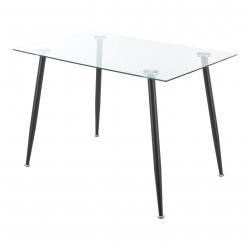 Table de salle à manger verre trempé acier 75 x 110 x 70 cm noir 03_0008702