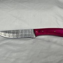 Couteaux découpe droit 23cm forgé Damas rose