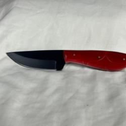 Couteau à dépecer noir forgé 20cm marbré rouge CHASSE24
