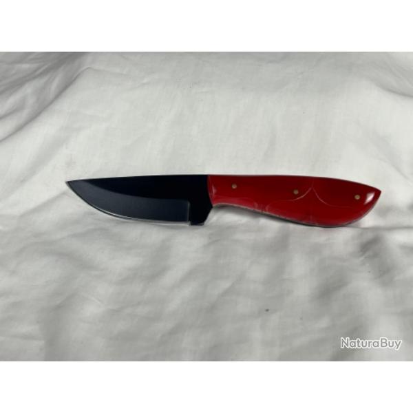 Couteau  dpecer noir forg 20cm marbr rouge CHASSE24