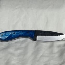 Couteau à dépecer forgé 20cm marbré bleu CHASSE24