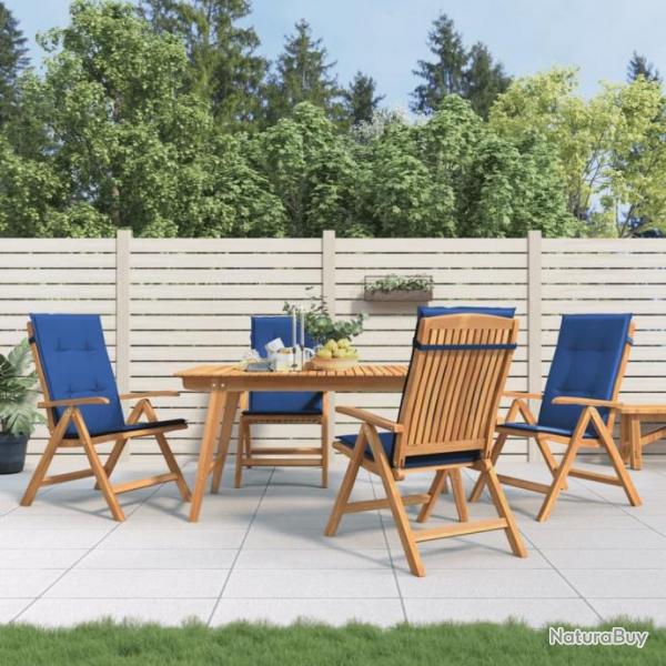 Chaises de jardin inclinables 4pcs et coussins bois massif teck