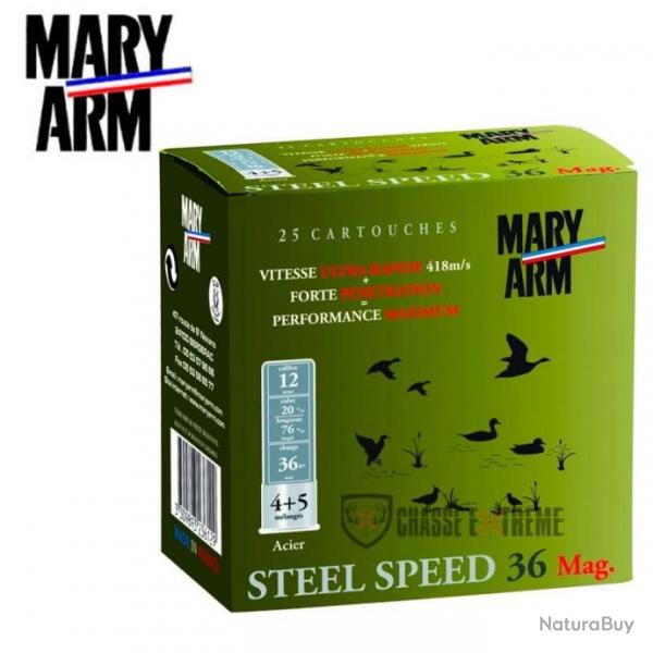 25 Cartouche MARY ARM Steel Speed 36gr Cal 12/76 Pb 4+5