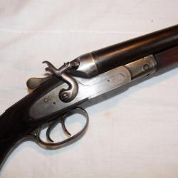 Fusil juxtap. fab. liégeoise à chiens, à platines et percussion centrale cal. 12 canons longs 75 cm