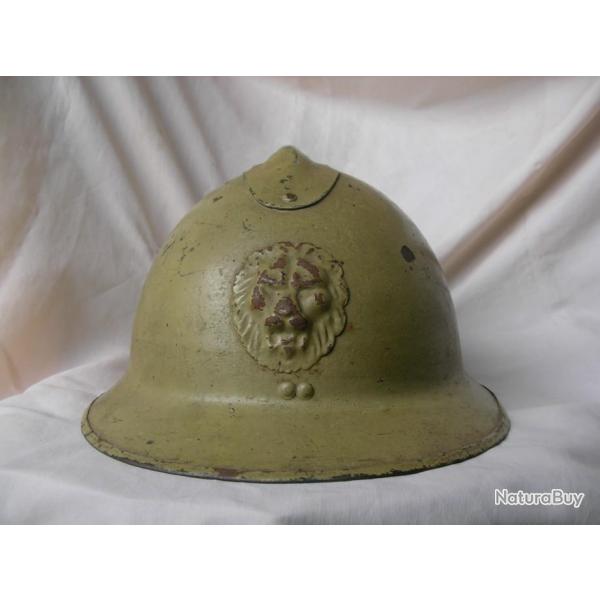 WW2 BELGIQUE CASQUE MILITAIRE BELGE M31 COULEUR JAUNE OCRE UTILISATION PARTICULIERE RARE + 2 B.A.