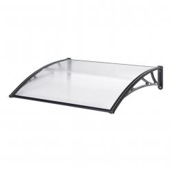 Auvent de porte d'entrée design marquise d'accueil résistante aux intempéries 100 x 60 cm noir tran