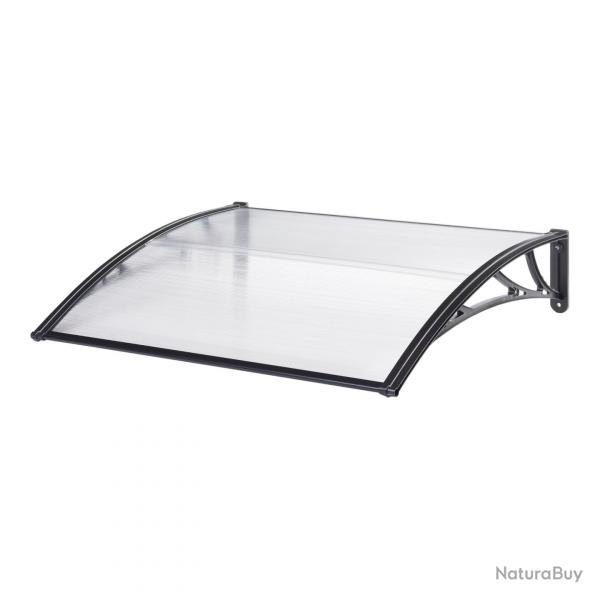 Auvent de porte d'entre design marquise d'accueil rsistante aux intempries 120 x 80 cm noir tran