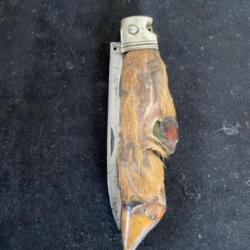 Ancien couteau chasse pliant patte de chevreuil