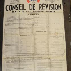 Affiche authentique Conseil de révision ORAN classe 1963 / Guerre d' Algérie