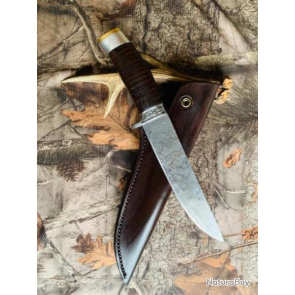 couteau artisanal de chasse, bivouac, bushcraft