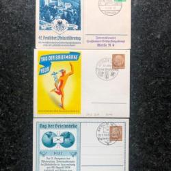 3 entier postaux de Propagande ALLEMAGNE 1937-39