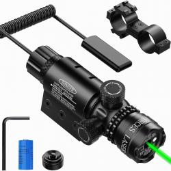 POINTEUR LASER TACTIQUE AVEC SWITCH DÉPORTÉ + 2 MONTAGES (EN 8 ET RAIL 20MM)