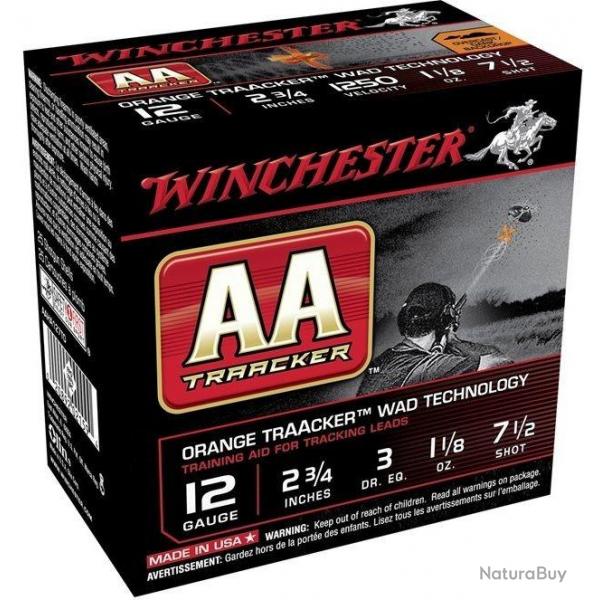 Cartouches Winchester AA Traacker  Orange Calibre 12/70 N7.5