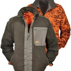 Veste polaire en fibre réversible Hubertus veste de chasse veste d'hiver orange olive chaude NEUF