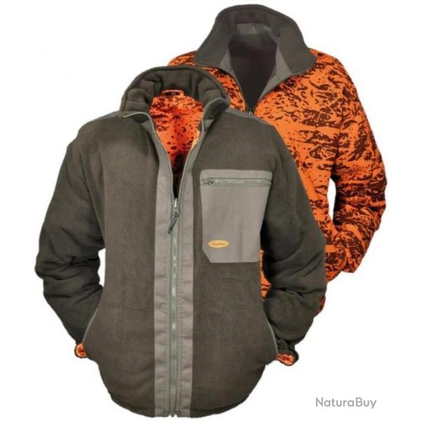 Veste polaire en fibre rversible Hubertus veste de chasse veste d'hiver orange olive chaude NEUF