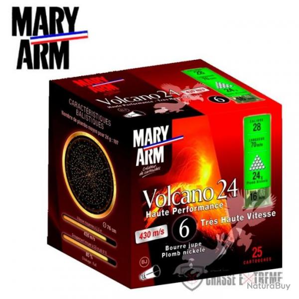 25 Cartouche MARY ARM Volcano 24gr Cal 28/70 Pb 6