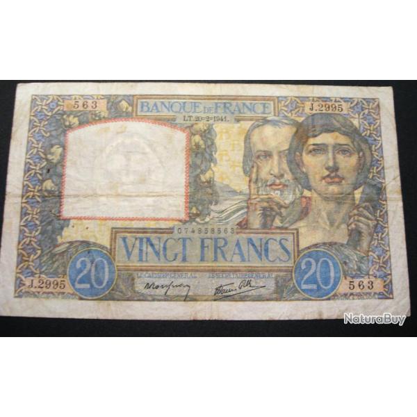 France billet de 20 francs (science et travail) du 20-2-1941