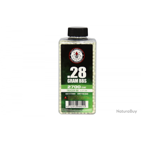 BILLES 0.28G TRACANTES VERTES EN BOUTEILLE DE 2700