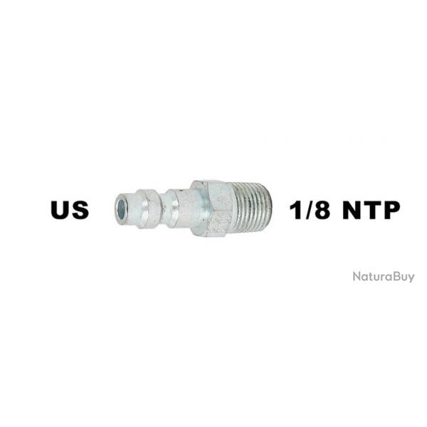 Adaptateur HPA / PCP 1/8 NPT male avec connecteur type US
