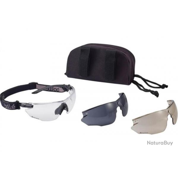 Lunettes BOLLE Combat Kit incolore avec deux crans, harnais et housse-LUNETTES COMBAT KIT BOLLE INC