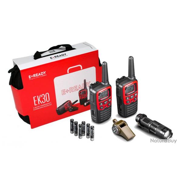 Kit d'urgence Midland EK30-RADIO MIDLAND KIT URGENCE 2xXT30 ROUGE+LAMPE+SIFFLET+BOUSSOLE