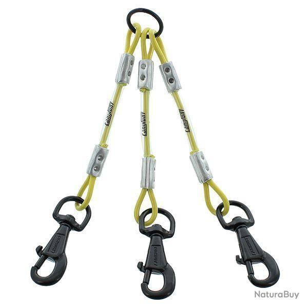 Gamme XTREME CANIHUNT- Accouple 3 chiens cble mtallique gain 25 cm  3.5 mm - Jaune