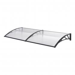 Auvent de porte d'entrée design marquise d'accueil résistante aux intempéries 240 x 80 cm noir tran
