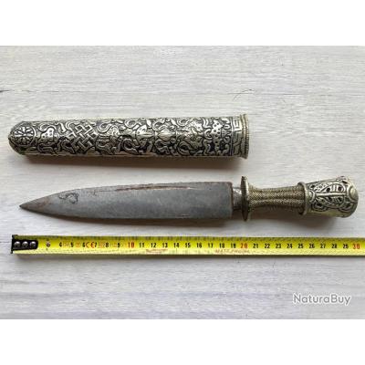 Ancien Couteau Ethnique Lt Cm Poignard Type Tibet Xix Armes