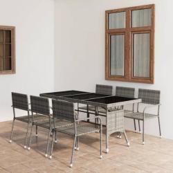 Jeu à dîner de jardin 7 pcs Résine tressée Anthracite et gris