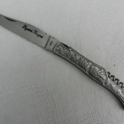 couteau pliant Laguiole Bougna tout métal longueur 22 cm tire bouchon - décor cerf