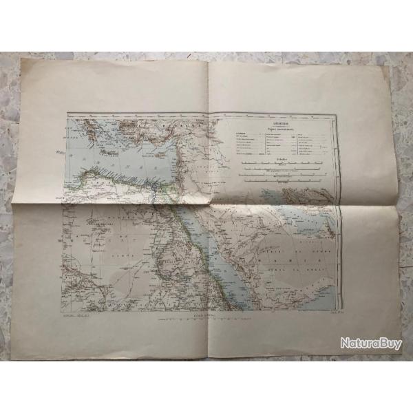 1896 carte gographique Arme AFRIQUE II Mer Rouge Egypte Lybie Arabie Perse Asie Mineure, 1/8000000