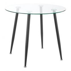 Table de salle à manger ronde verre trempé acier 75 x 80 cm transparent noir 03_0008705