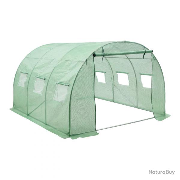 Serre de jardin tunnel en acier et polythylne 300 x 300 x 200 cm vert 03_0008256