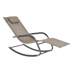 Bain de soleil à bascule acier textile 147 x 63 x 89 cm beige 03_0006402